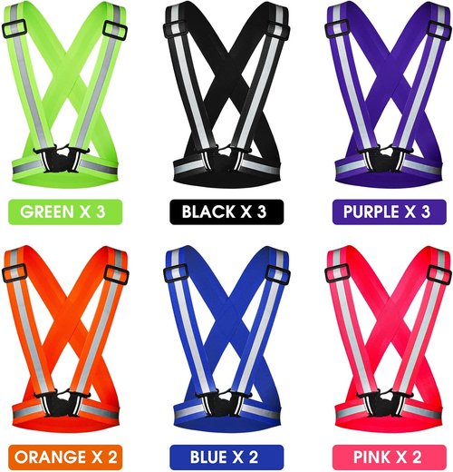 Macarrie 15 Pcs Reflective Running Vests - Adjustable Safety Gear for Night Walking | High Visibility