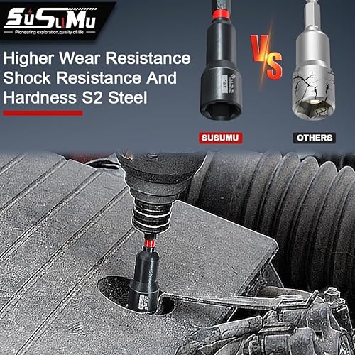 16PCS Impact Rated Magnetic Nut Driver Set with Socket Adapter Set and Phillips Screwdriver Drill Bits, Extension Bit Holder,1/4" Quick Change Hex Shank for Cordless Impact Wrench Drive Nuts Or Bolts