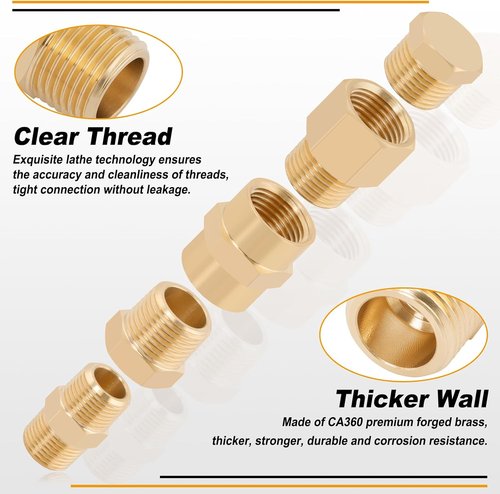 KOOTANS Brass Pipe Fittings Assortment Kit - 96PCS NPT Adapters, Reducers, Elbows & More