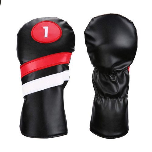 LONGCHAO Golf Head Covers 3pcs/Set Driver Fairway Wood Headcovers White Red and White Vintage PU Leather 1 3 5 Driver and Fairway Head Covers for Golf Club (1/3/5 Black)