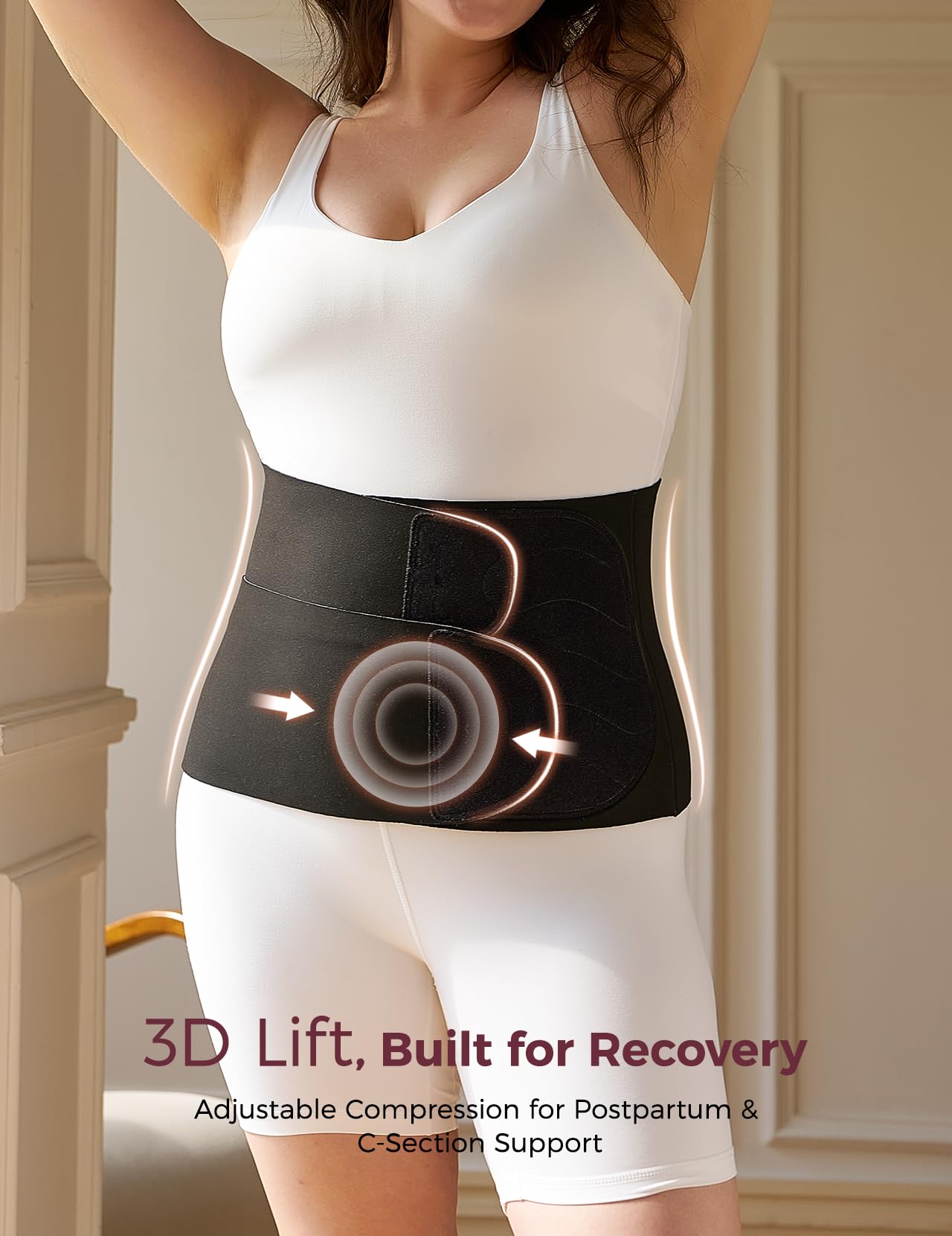 Momcozy Ergowrap Abdominal Binder Postpartum, Post Surgery Belly Binder with 3D Lifting & Back Support, 9" Tummy Tuck Compression Garment