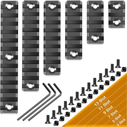 FENTUK Keymod Picatinny Rails Set - 3 to 13 Slot Options with T-Nuts & Screws | Black Finish