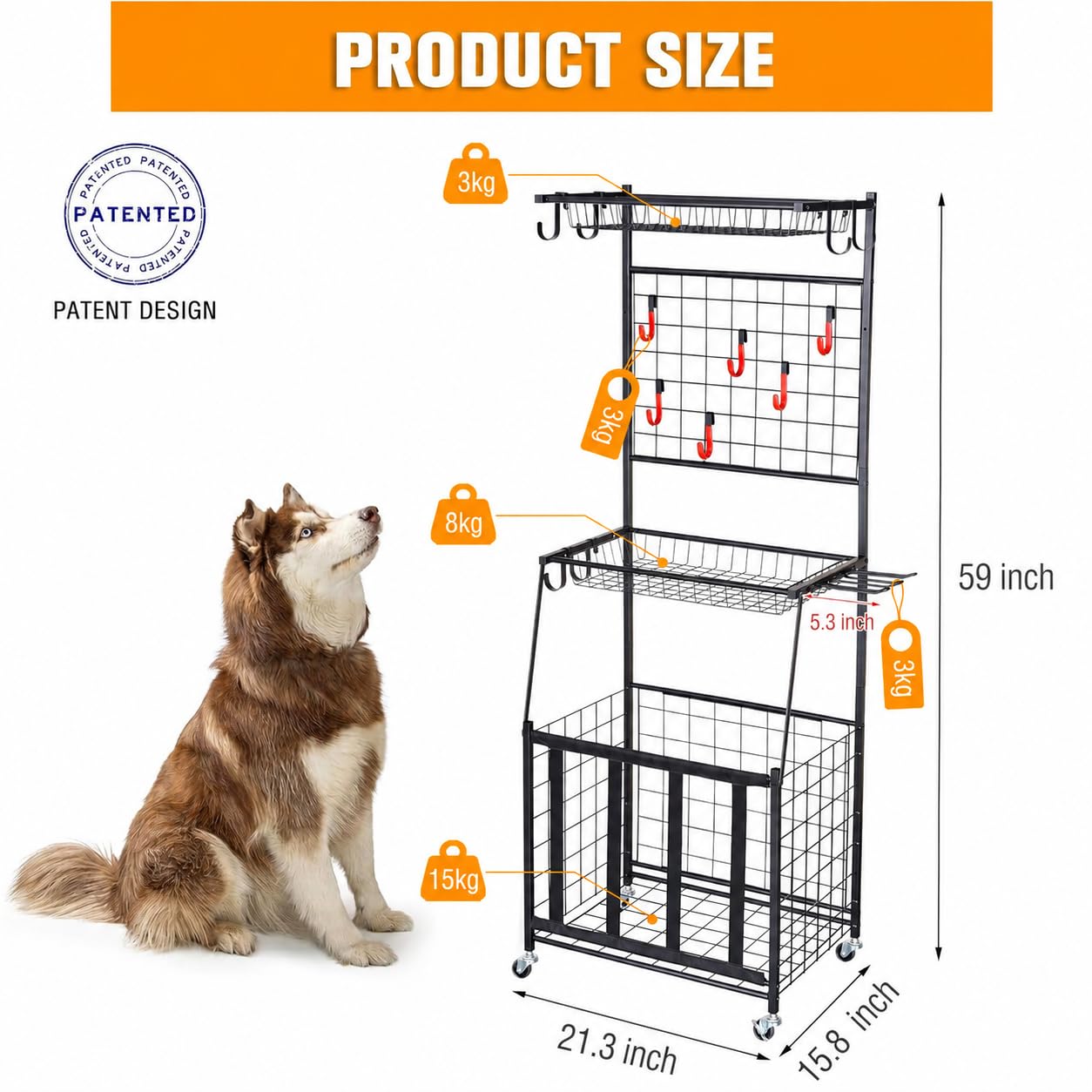 PLKOW Ball Storage Rack, Garage Sports Equipment Storage, Garage Organizer for Toys Sports Gears Balls, Black, Steel