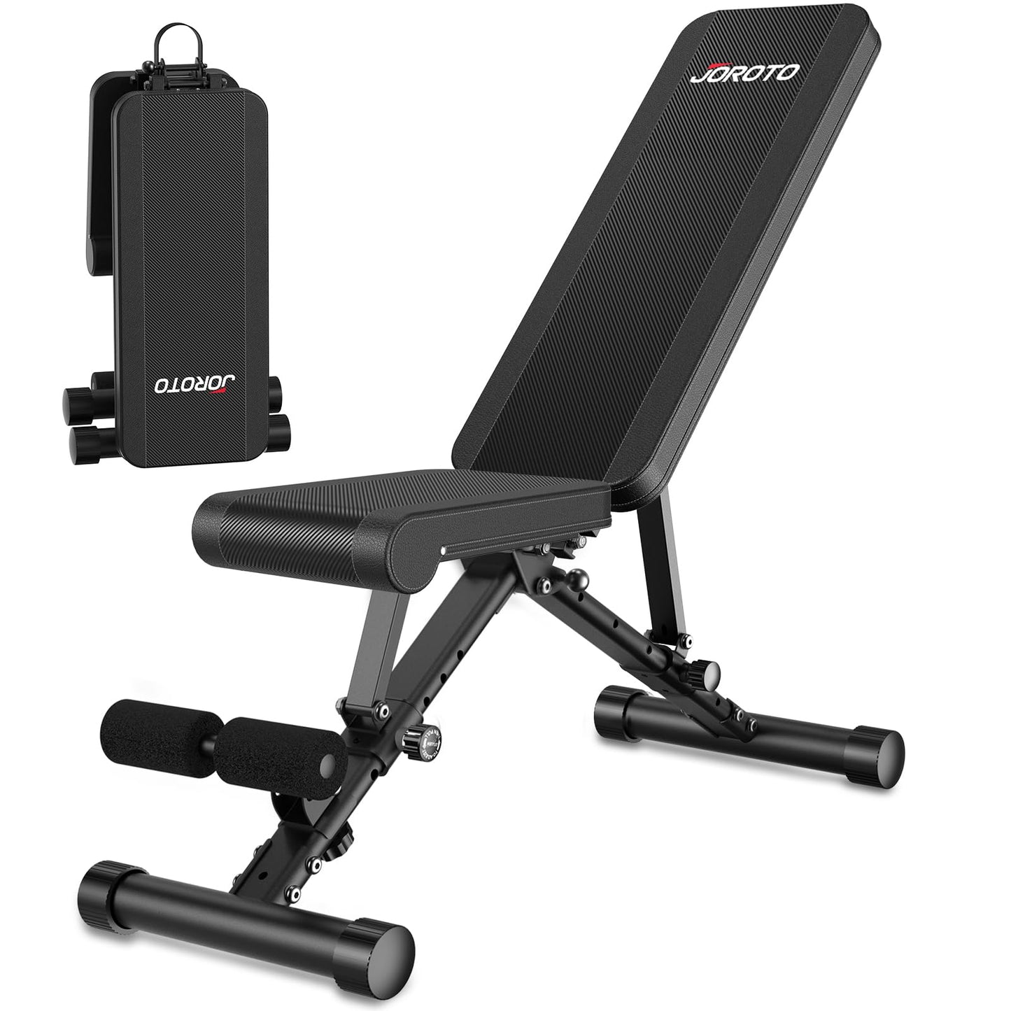 JOROTO Adjustable Weight Bench - 1300LBS Heavy Duty Workout Bench for Strength Training, Decline/Flat/Incline Bench Press with 34" Extra-Long Backrest & Wheels for Full Body Exercise, Black
