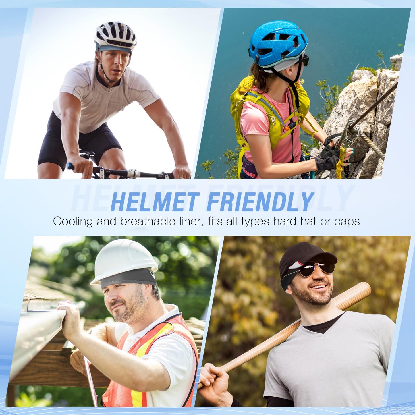 3 Pack Cooling Hard Hat Liner Skull Cap, Mesh Sweat Wicking Helmet Liners, Under Hardhats Cap for Men Women