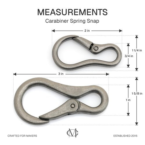 CRAFTMEMORE 2pcs 2 Inches Carabiner Spring Snap Hook Paracord Camping Keychain Accessories Push Gate Spring Clips HR8 (Antique Brass)