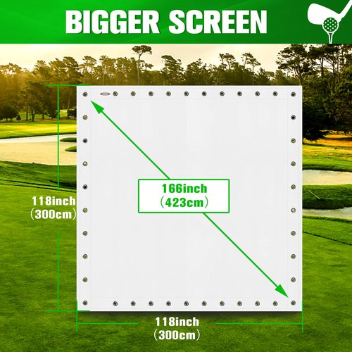 aikeec Golf Simulator Impact Screen: Ultra Clear Golf Impact Screen for Indoor Golf Training, 10 ft x 8.5 ft Impact Screen for Home Projector Practice with 38 pcs Grommet Holes