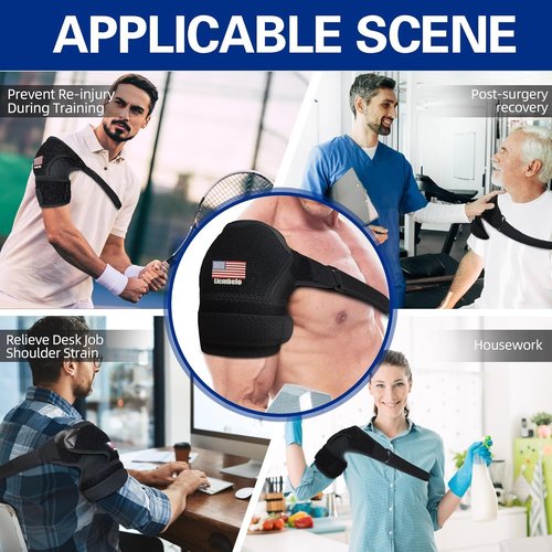 Licmbelo Adjustable Shoulder Brace for Rotator Cuff Tear & Post-Surgery Recovery - Breathable Compression Sleeve for Sports Injury, Arthritis, Men & Women (BLACK, Large)