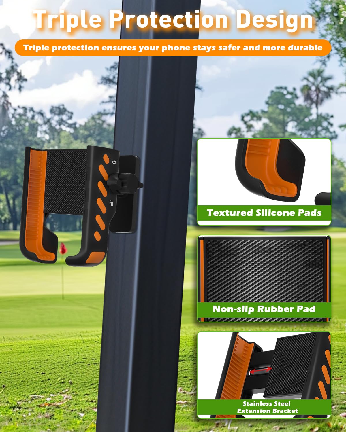 Zekoodl Golf Cart Phone Holder, Magnetic Phone Holder for Golf Cart, with Super Strong N52 Magnets, Fits EZGO/Yamaha/Club Car/Icon Golf Cart, Golf Accessories for Men & Women - Golf Cart, Gym (1 Pack)