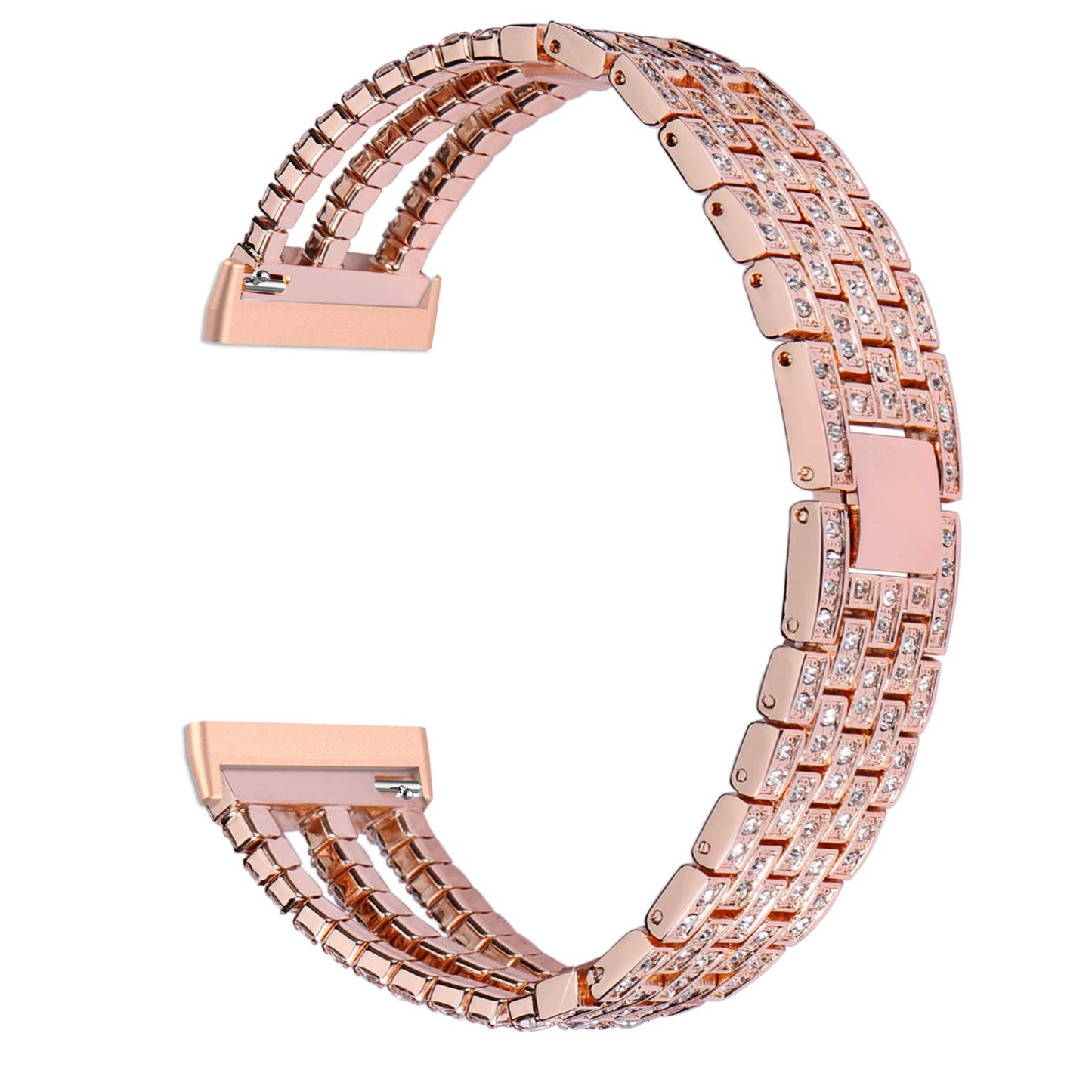 Wongeto Bling Bracelet Compatible with Fitbit Versa 3/Fitbit Sense Women Men Stainless Steel Jewelry Rhinestone Dressy Wristband Strap Bracelet (Rose Gold)