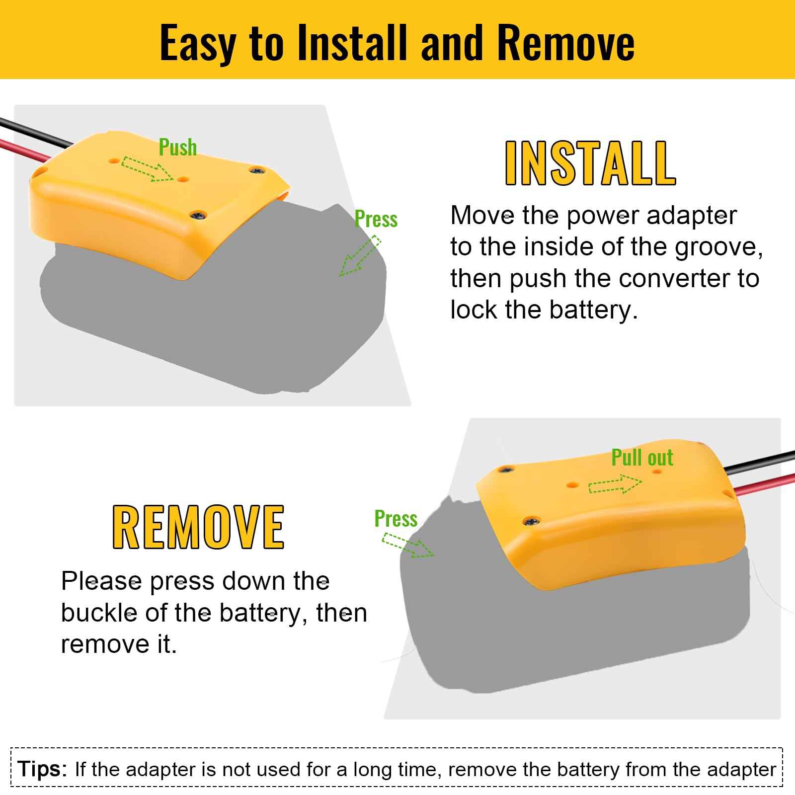 2 Packs for Power Wheel Adapter Compatible with Dewalt 20V Battery, Converter Kit with Fuse & Switch & Wire Terminals & 12 AWG Wire for DIY RC Car Toys Robotics