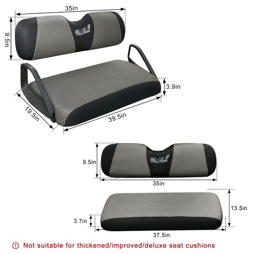 WEIMELL Golf Cart Seat Covers Front and Rear Set for EZGO TXT EZGO RXV Club Car DS After 2000 Front Seat Cover & Aftermarket Regular Back Seat Cushion Covers Black&Gray