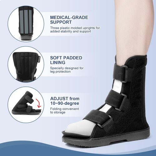 Estinko AFO Foot Drop Brace, Foot Drop Brace for Walking Drop Foot Brace Adjustable ALS, TBI, MS, Diabetes Stroke (Black, Medium)