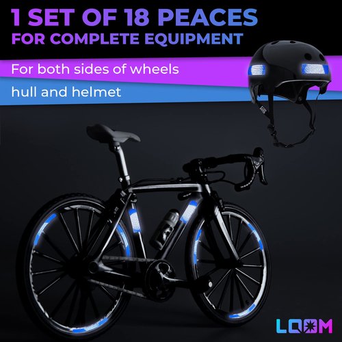 LOOM Reflective Stickers for Bikes Rims | 18pc Blue | Reflective Tape for Motorcycle Helmet Decals and Bike Reflectors | Hi Vis Bicycle reflectors, Mailbox Stickers