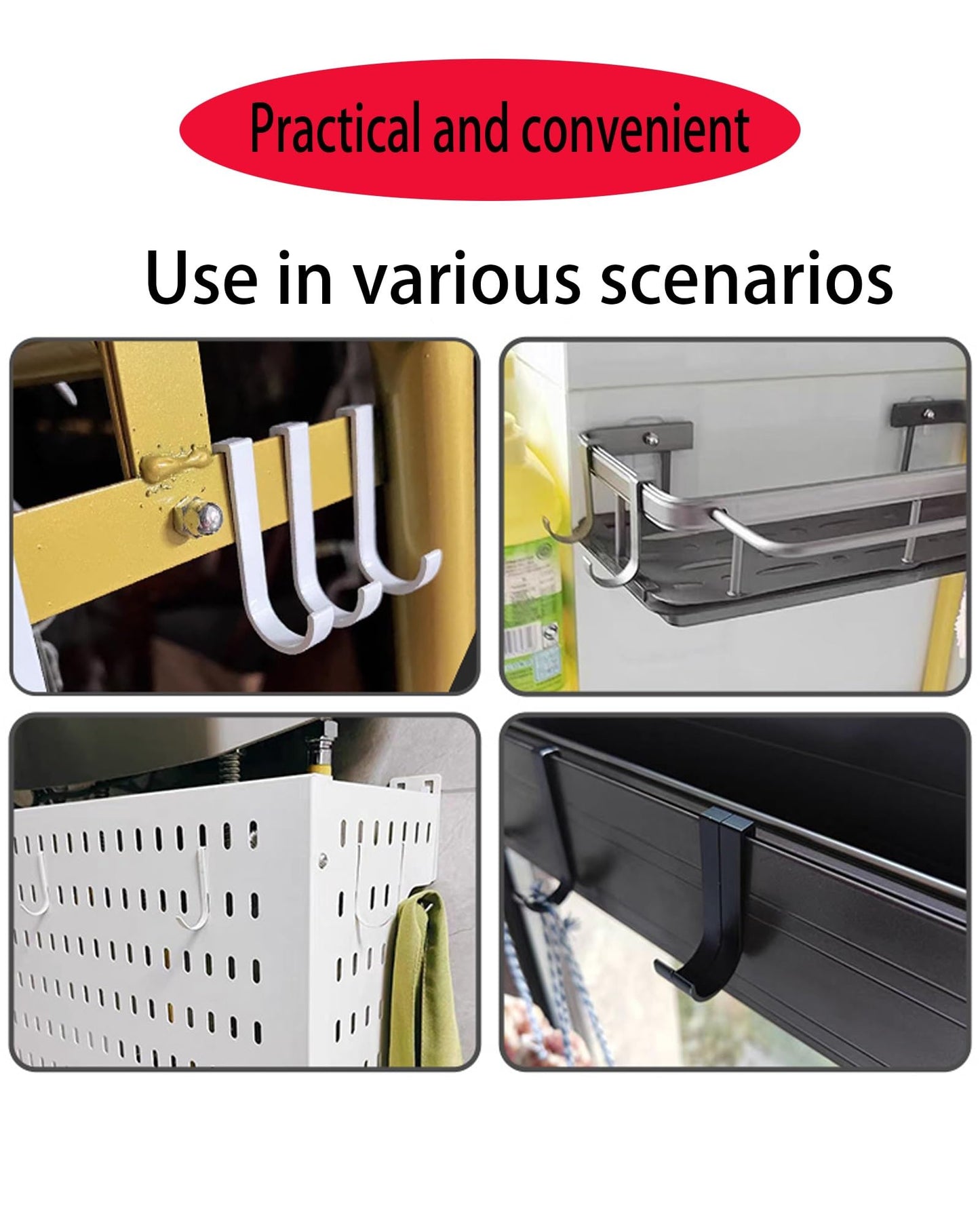 SUSUJIN J Hook for Wire Shelving, 5pcs Aluminum Grid Hooks Heavy Duty S Hooks Hanging for Kitchenware Spoons Pans Pots Utensils Clothes Bags Towers Tools Plants(Black)