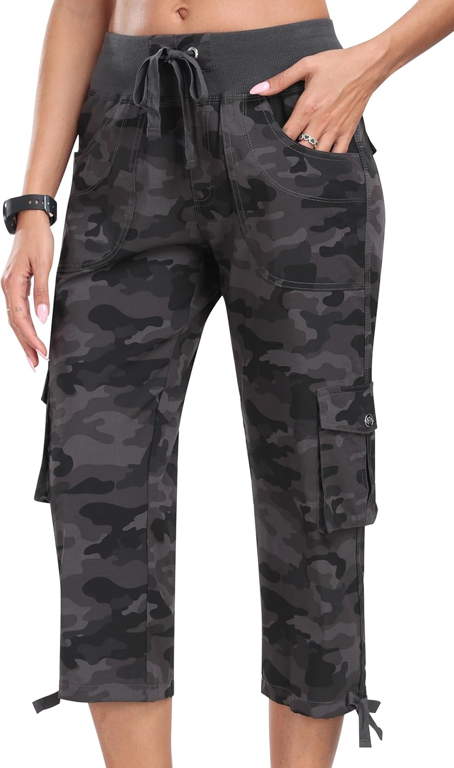MoFiz Women's Capris - Lightweight Casual Pants with Pockets | Loose Fit Cargo Style for Hiking