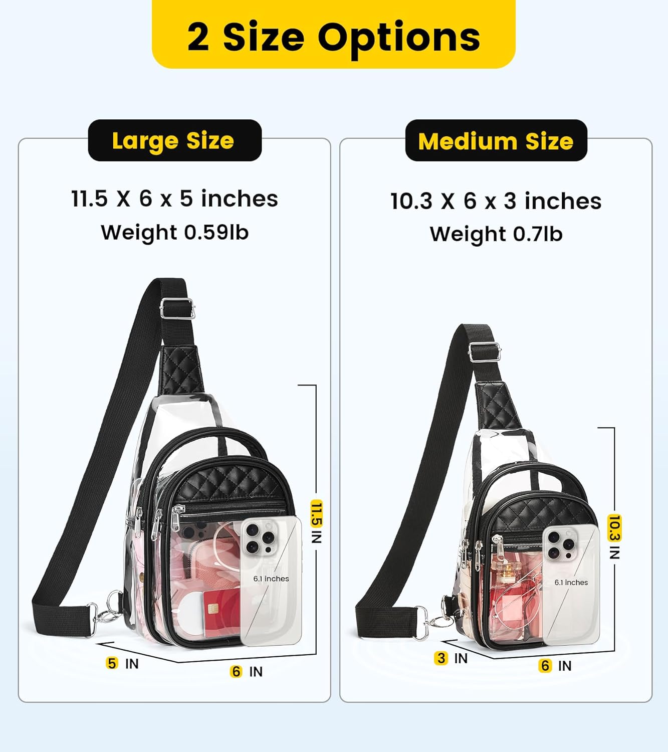 Vorspack Clear Stadium Bag - Stylish Crossbody Bag for Concerts & Events | Durable & Lightweight