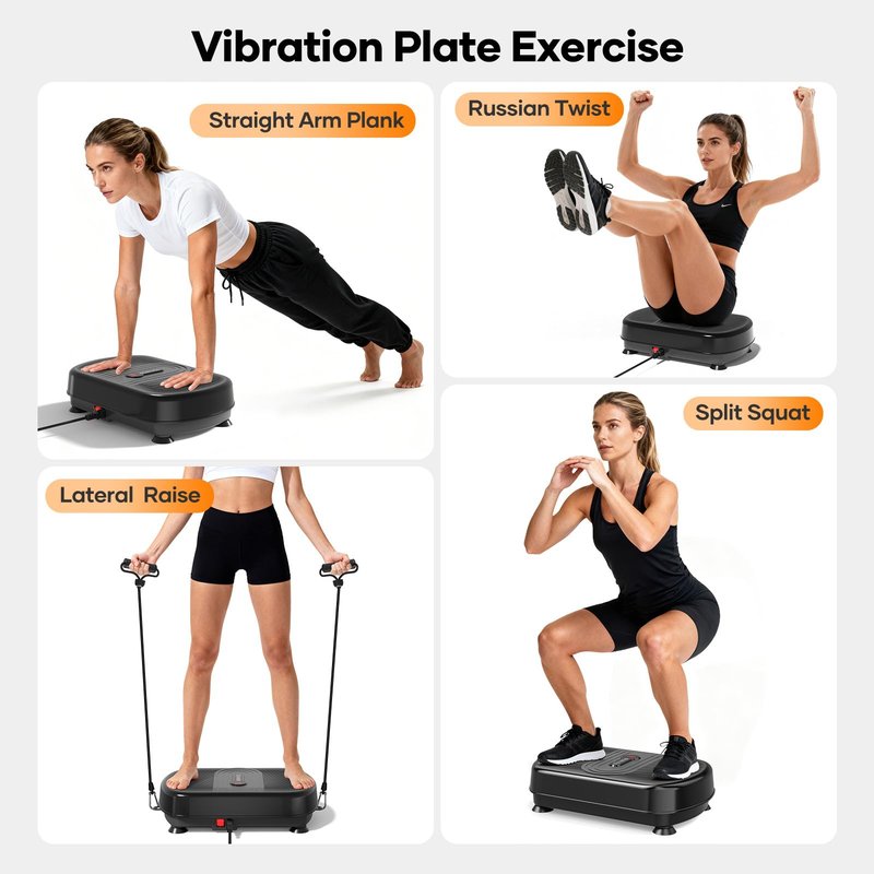 Vibrating Plate for Lymphatic Drainage, Vibration Plate Exercise Machine with Bluetooth & Silicone Pedal, Power Plate Vibration Platform for Weight Loss, Muscle Toning, with Resistance Bands
