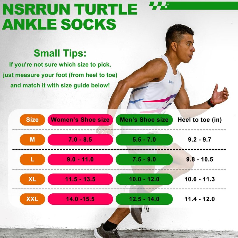 NSRRUN TURTLE Compression Ankle Socks - Cozy Cushioned Hiking Running for Men Women - Thick Warm Durable, XX-Large, Green, 6 Pairs