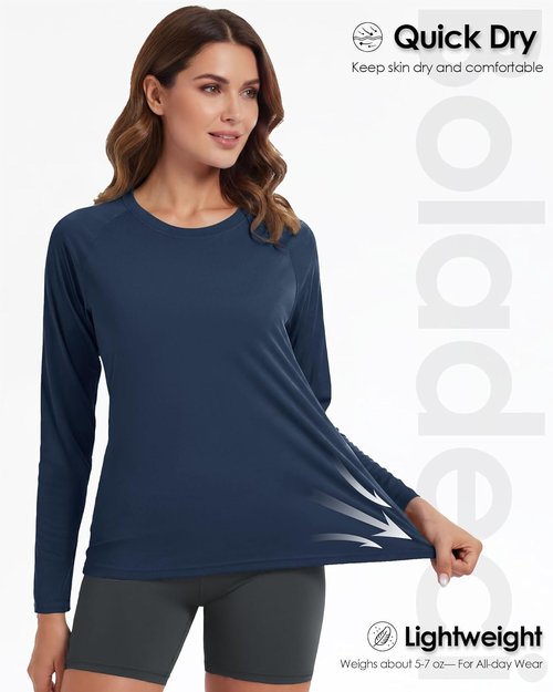 Boladeci Women's Sun Shirts - UPF 50+ UV Protection Long Sleeve Rash Guard | Quick Dry Lightweight Workout Tops