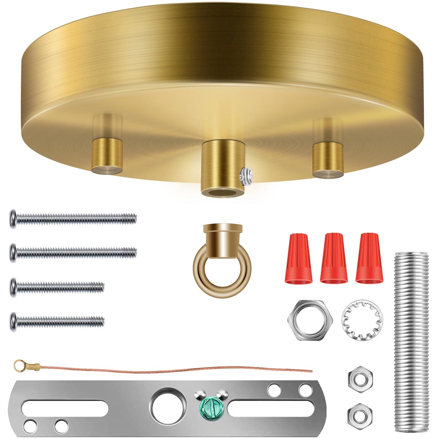 MAYOMAJO Upgraded 4-3/4 Inches Light Canopy Kit with Heavy Duty Replacement Ceiling Cover Plate & Mounting Hardware for Lighting Fixtures Chandelier Pendant Lamp or DIY Project (Brass)