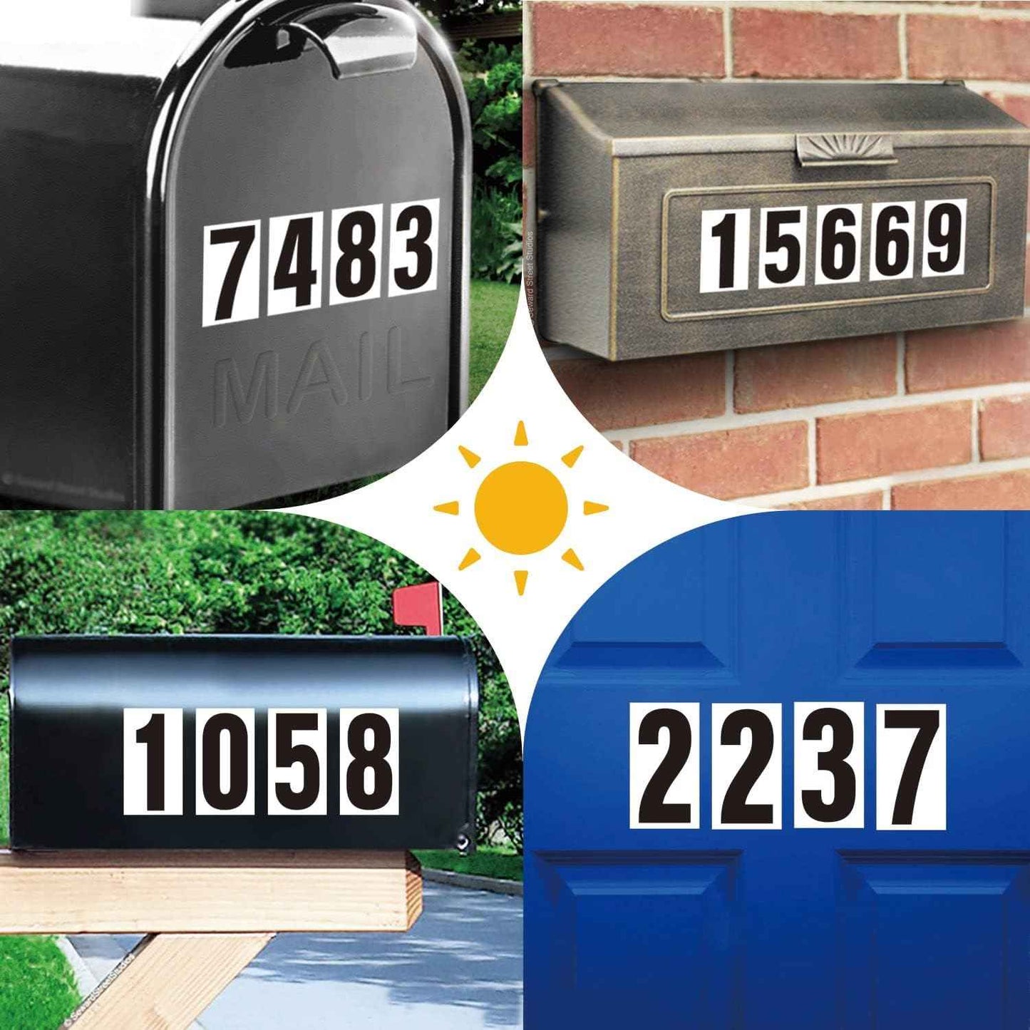 Adhesive Numbers for Mailbox, House Numbers, Reflective Number Sticker, Mailbox Decals, Address Number, Trash Cans Decal, for Outside (4 Inch, 180 PCS)