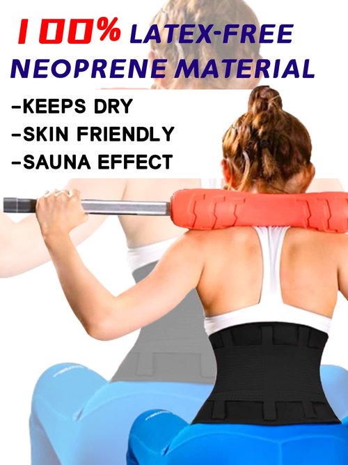 KOOCHY Waist Trainer for Women - Waist Trimmer Back Support Belt Sweat Wrap for Weight Loss Workout Fitness Gym Sport(Black,L)