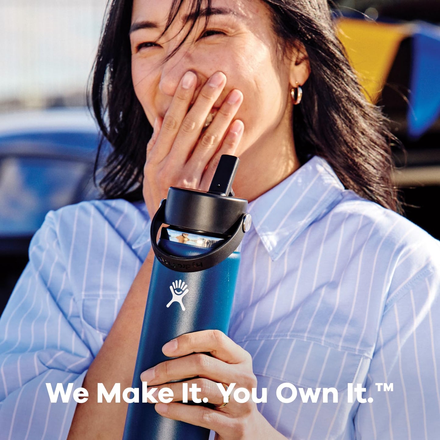 Hydro Flask Water Bottle - Insulated Stainless Steel - Wide Straw Lid, Non Spill, Leakproof in 24 Oz White