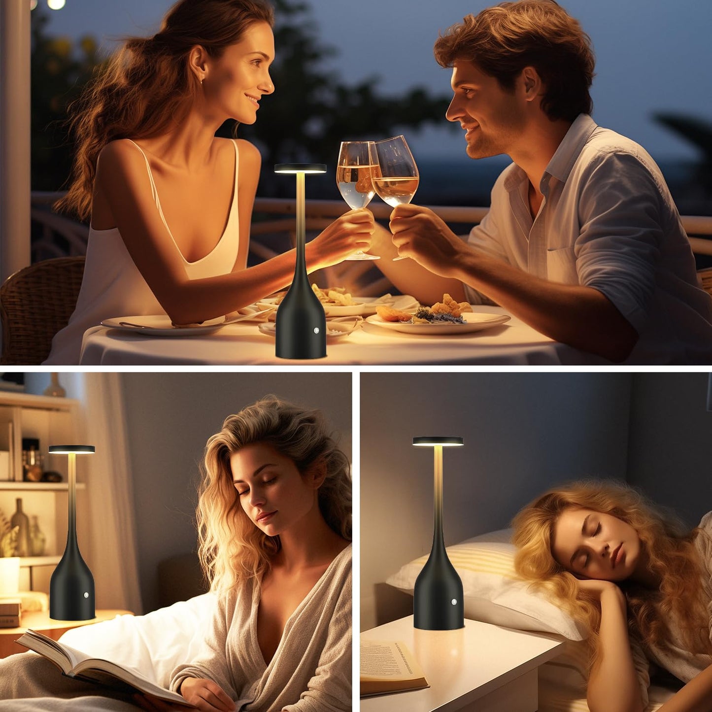 Cordless Table Lamps Set of 2,Small Rechargeable Lamps Battery Operated Lamp Waterproof for Outdoor Patio,Home Dinner,Restaurant Dining,Bar,Portable Wireless Led Table Light 3 Way & Stepless Dimmable