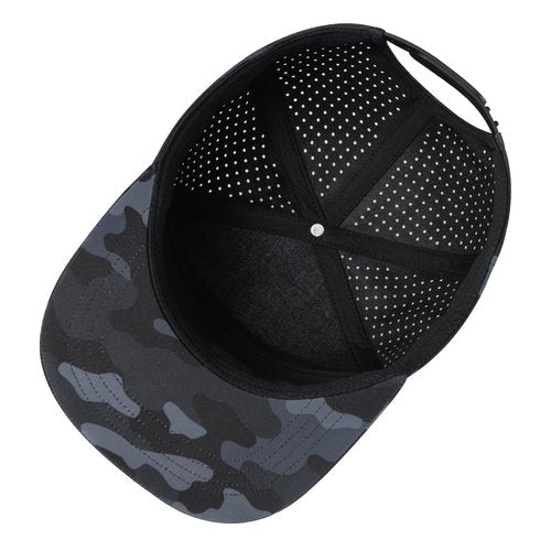 FEINION Men Flat Brim Adjustable Performance Hat Snapback Laser Perforated Baseball Cap (Grey Camouflage)