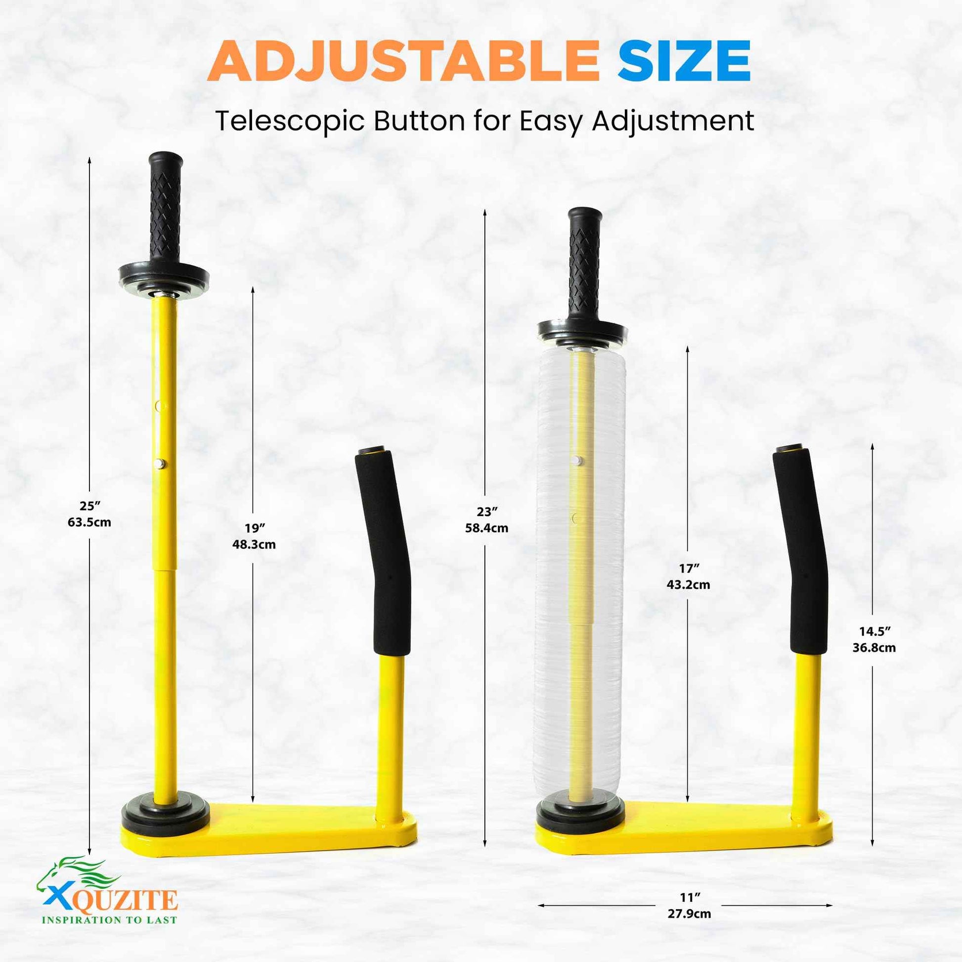 XQUZITE Adjustable Heavy Duty Stretch Film & Plastic Wrap Dispenser – Shrink Wrap Handle for 18" & 20" Rolls – Boxes and Pallet Wrapping Machine for Industrial, Commercial & Home Use