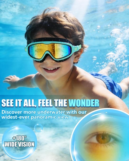 Aegend Swim Goggles for Kids | 2-Pack Anti-Fog, UV Protection, Wide Frame for Ages 3-14