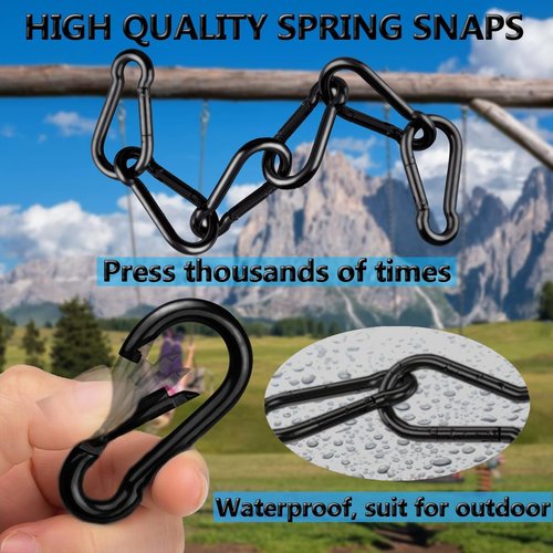 Heavy Duty Black Carabiner Clip by [Brand Name] - Quick Link Snap Hook for Camping, Hiking, and Keychains