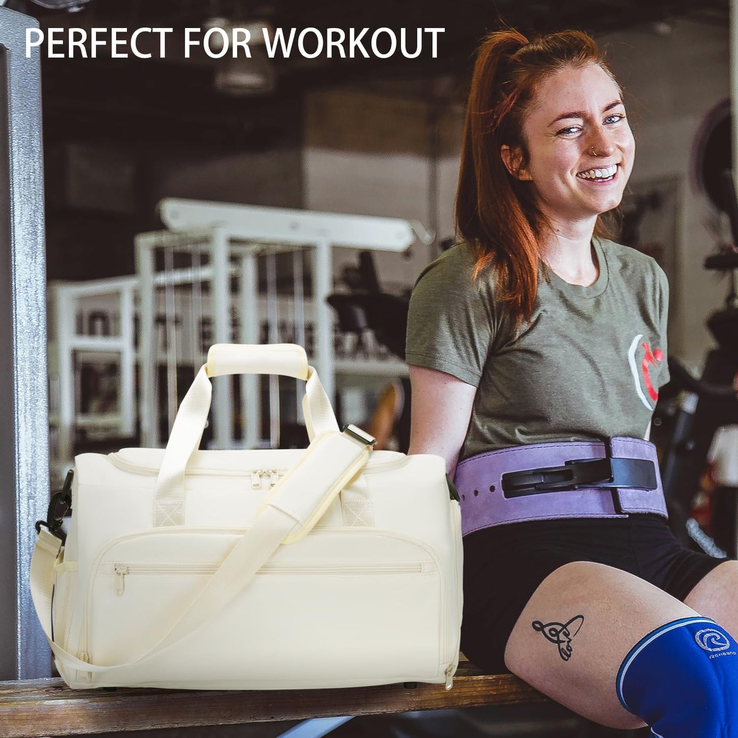Skiennix Gym Bag - Water Resistant Sports Duffle with Wet Pocket & Shoe Compartment | Unisex Design