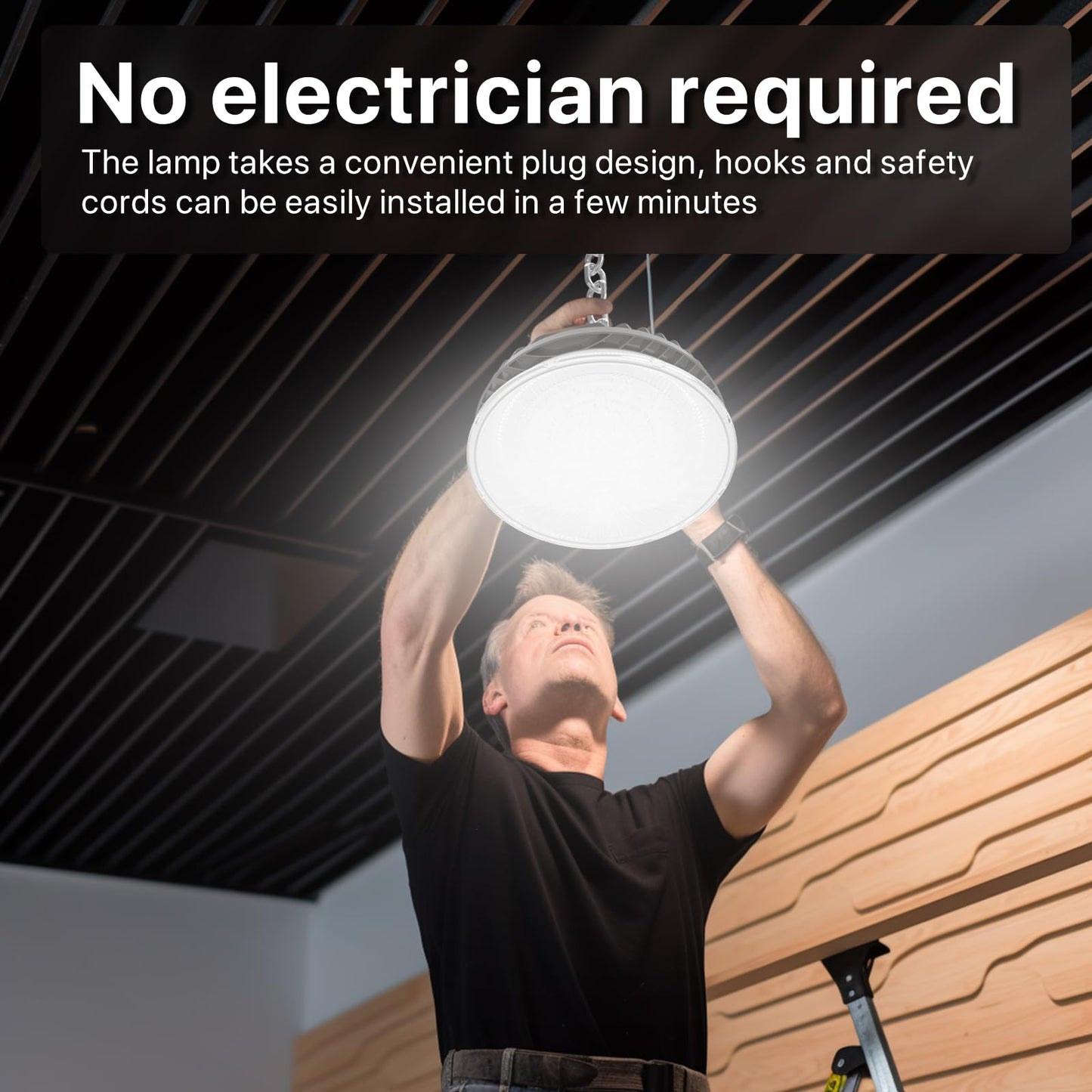 HYPERLITE UFO LED High Bay Light 200w 28000lm Shop Light 5000k Plug High Bay LED Lights for Commercial Bay Lighting 16-20ft Workshop Warehouse Factory Gym Barn ETL