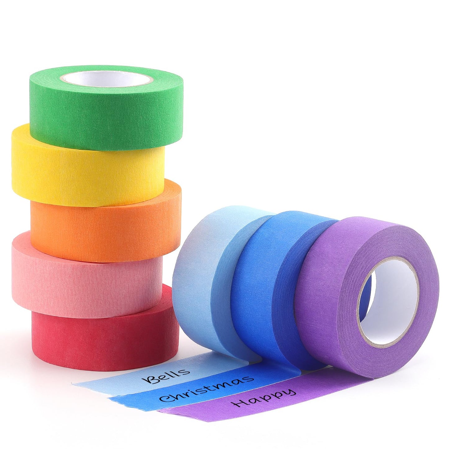 LONGKEY Colored Masking Tape Painters Tape 1 Inch X 20 Yards, 8 Rolls, 160 Yards in Total, Craft Color Painters Colorful Art Rainbow Labeling Tapes Marking Tape for Kids Crafts Moving Classroom
