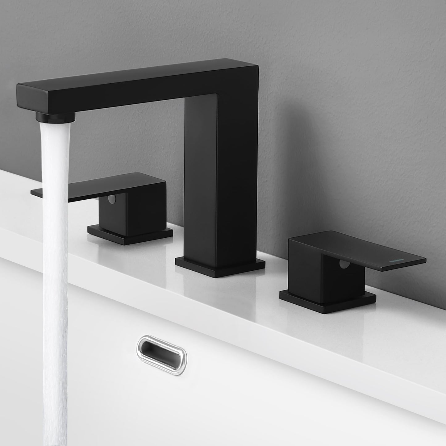 KES All Metal Black Bathroom Faucets 8 Inch, Widespread Bathroom Sink Faucet, 3 Hole Vanity Faucet with Supply Hoses, SUS 304 Stainless Steel Matte Black, L4350LFF12-BK