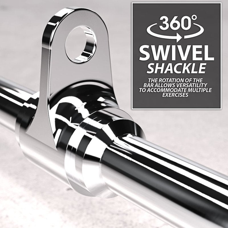 Synergee Pro-Style Lat Bar Cable Attachment. Universal Attachment for Cable Machines. Pull Down/Press Down Bar Accessory. Available Sizes 24”, 34” and 38”