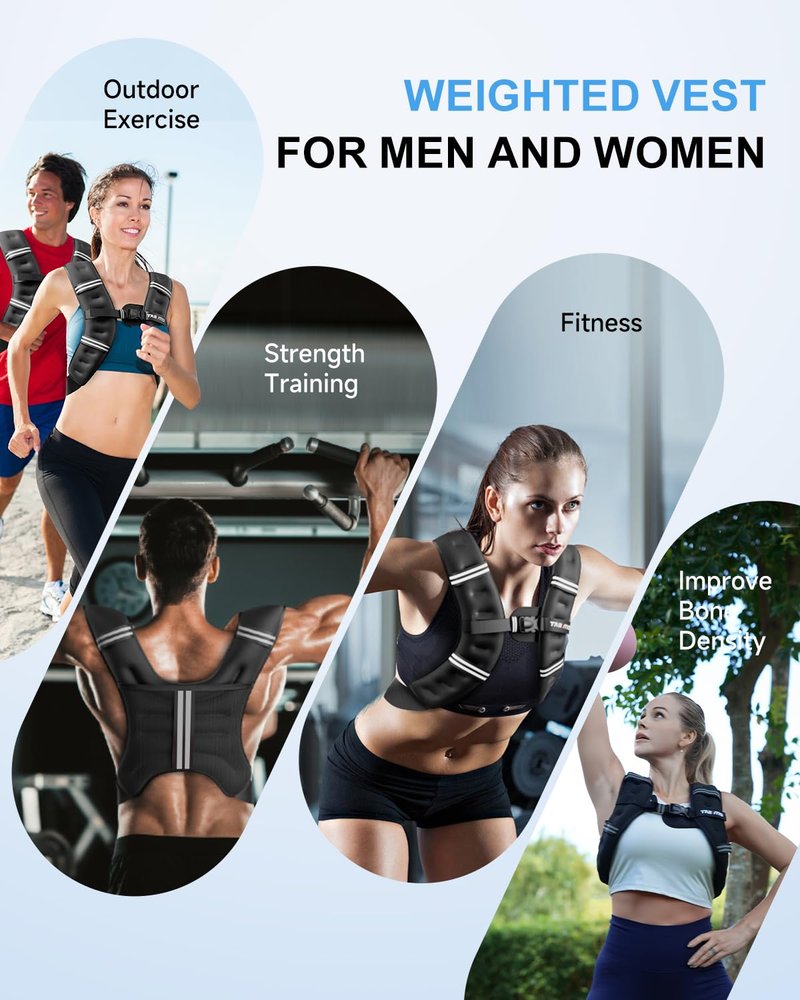 TAEVNO Weighted Vest, 12lb Weight Vest with Detachable Phone Pouch, Suitable For Women, Men, Ideal for Workouts, Strength Training, Fitness, Running, Weight Loss, Walking