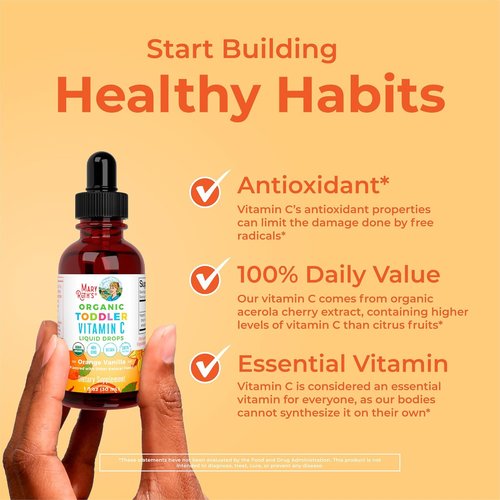 MARYRUTH'S Organic Toddler Vitamin C Drops for Immunity | Ages 1-3 Years | 15 mg Per Serving | Vitamin C for Immune Support & Overall Health | Vegan | Sugar Free | Gluten Free | Non-GMO | 30 Servings