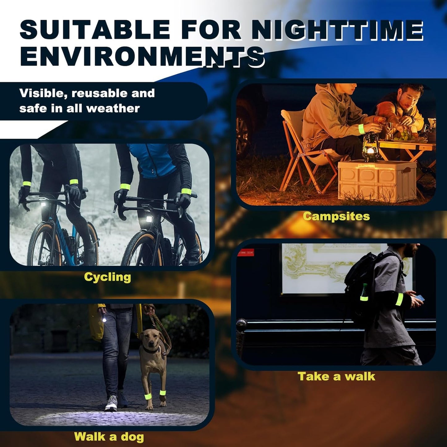 Skiennix Reflector Band Snap Bracelet - 30 Pcs High Visibility Safety Bands for Night Jogging & Cycling