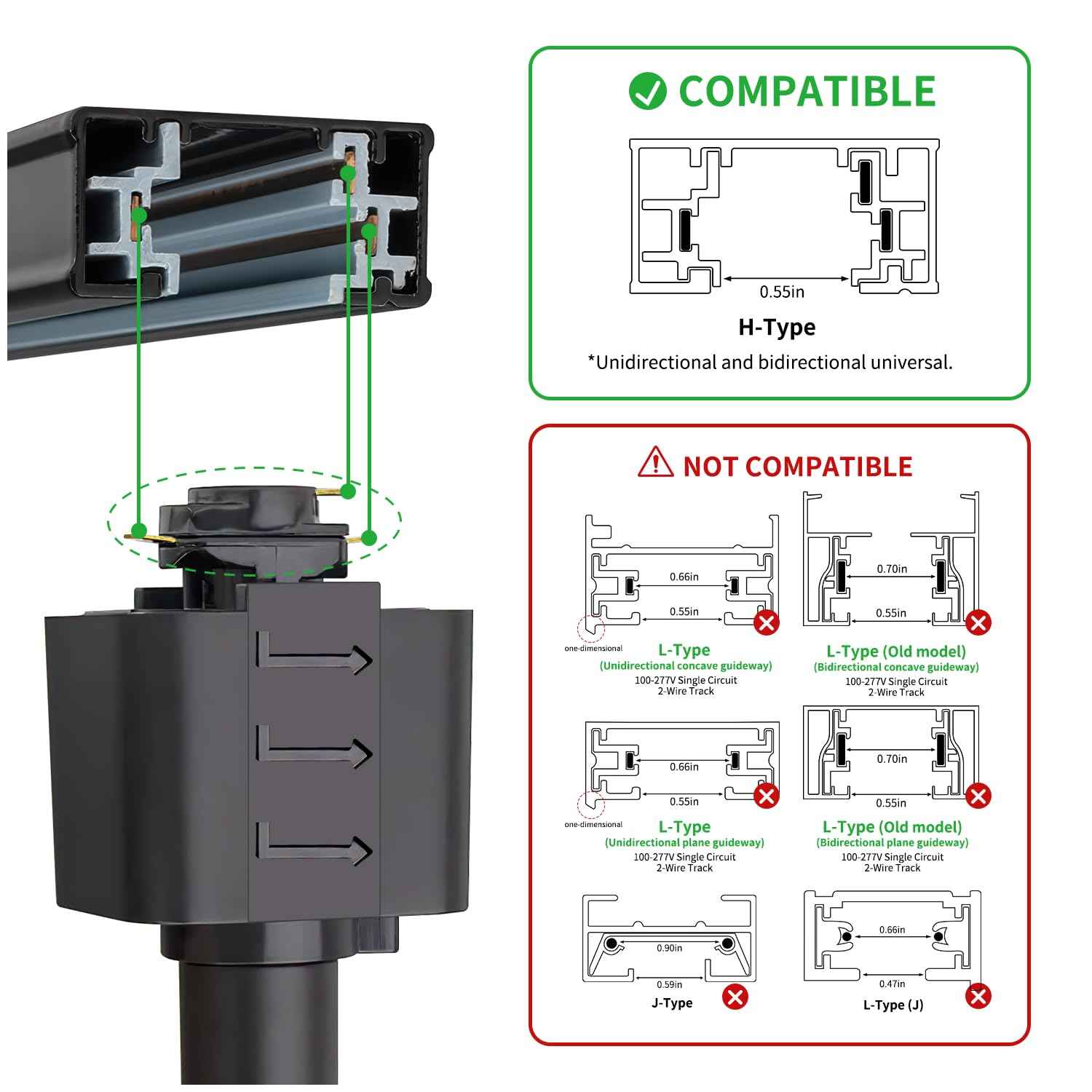 be studied 10W LED Black Track Lighting Heads, H Type Track Lighting Rail Ceiling Spotlight for Accent Task Wall Art Exhibition Lighting, and Wall Art Display Illumination 3000K-5700K, CRI90+ (6-Pack