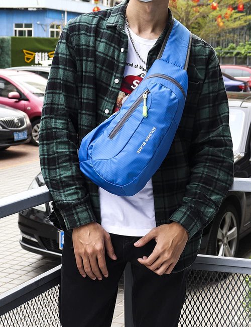 PivotWing Sling Bags for Men Womens Lightweight Small One Strap Chest Side Bag Mini Crossbody Day Pack Everyday Sling Backpack Bodybag for Trip Gym Outdoor Dog Walking Blue