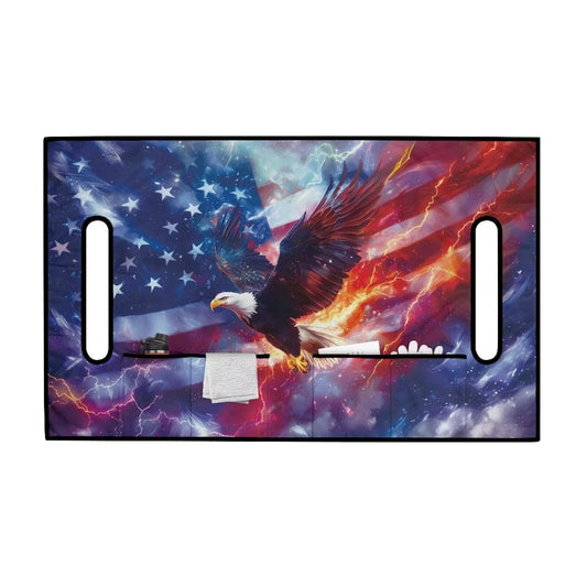 Yaosyuorus Golf Cart Seat Covers, Golf Cart Cushion Covers Eagle and American Flag Summer Winter Fall Golf Cart Seat Towel Blanket Breathable Fabric Golf Accessories Car Decoration Covers