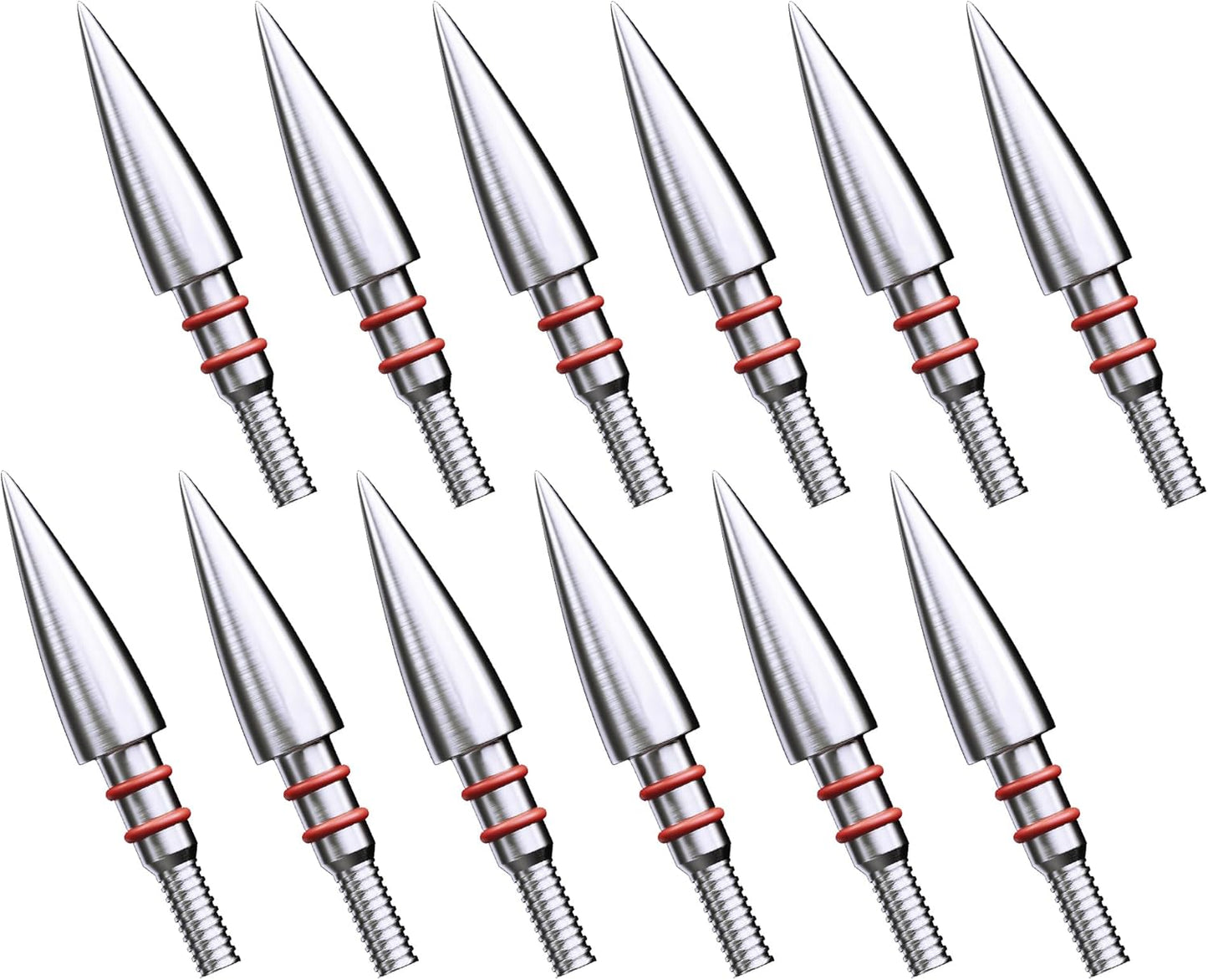 MOLFUZ Archery Field Points - 12pcs Stainless Steel Screw-In Tips for Recurve & Compound Bows | 100-300 Grain