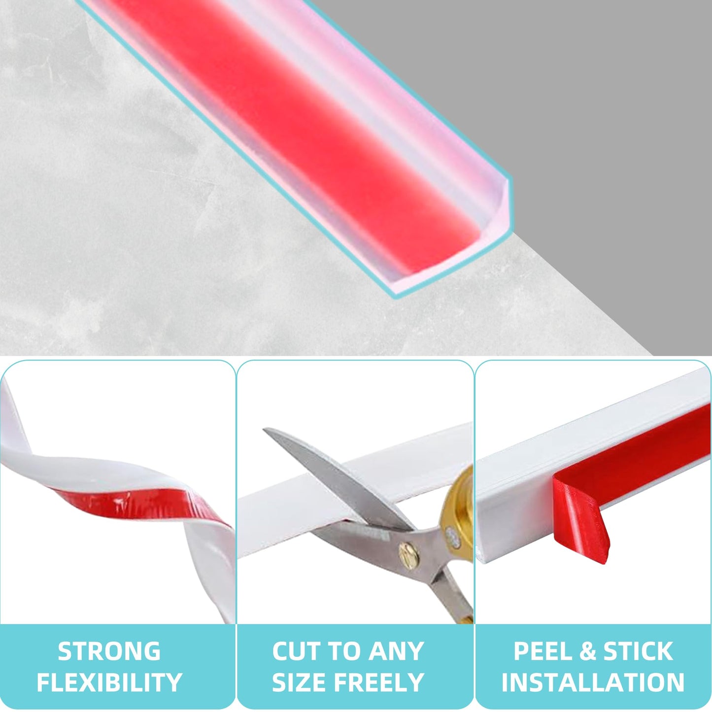 Shower Threshold Water Dam,Walk in Shower Water Guard, Shower Dam Water Barrier Bathroom Sink Splash for Dry And Wet Separation Caulk Seal Strip Edge Trim (39Inch, Transparent)