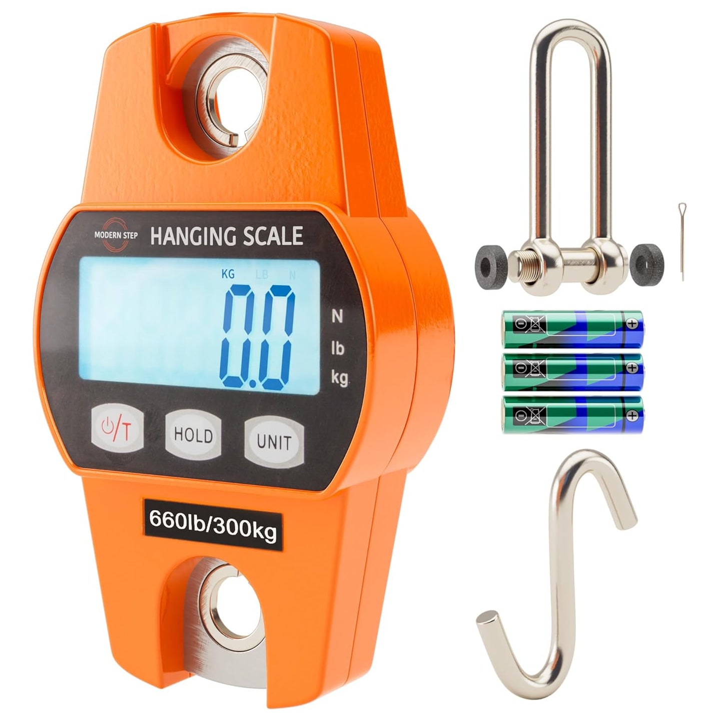 Skiennix Digital Hanging Scale - 660 LB Heavy Duty Waterproof Fish Scale | Portable Crane Scale for Luggage & Hunting