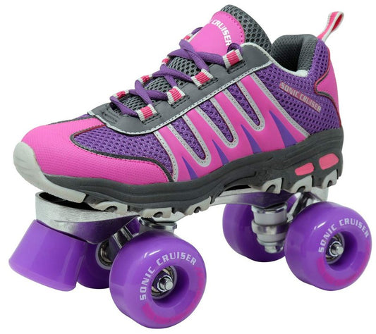 Lenexa Sonic Cruiser 2.0 Unisex Roller Skates | Comfortable Fit Sneaker Style Quad Skates for Indoor/Outdoor Use | Pink/Purple (Ladies 8 - Mens 7)