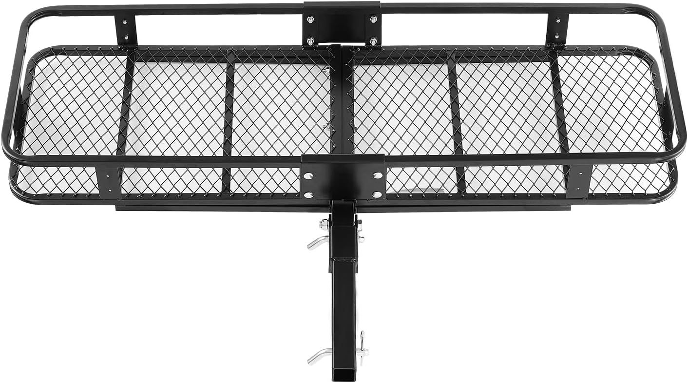VEVOR Hitch Cargo Carrier - 500 lbs Capacity with Waterproof Cargo Bag & Net | 60"x20"x6" Folding Design for SUVs