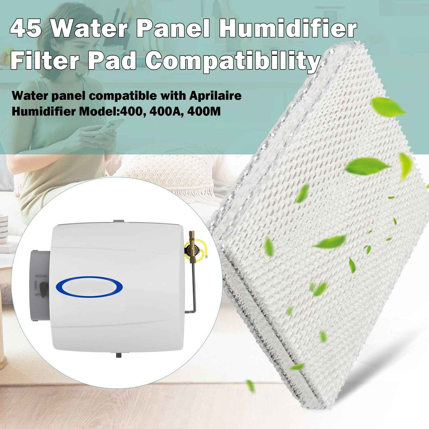 45 Water Panel Humidifier Filter Pad Replacement Compatible with Aprilaire Whole House Humidifier Models 400, 400A, 400M Humidifier Parts, Furnace Humidifier Filter Accessories -(2 Pack)
